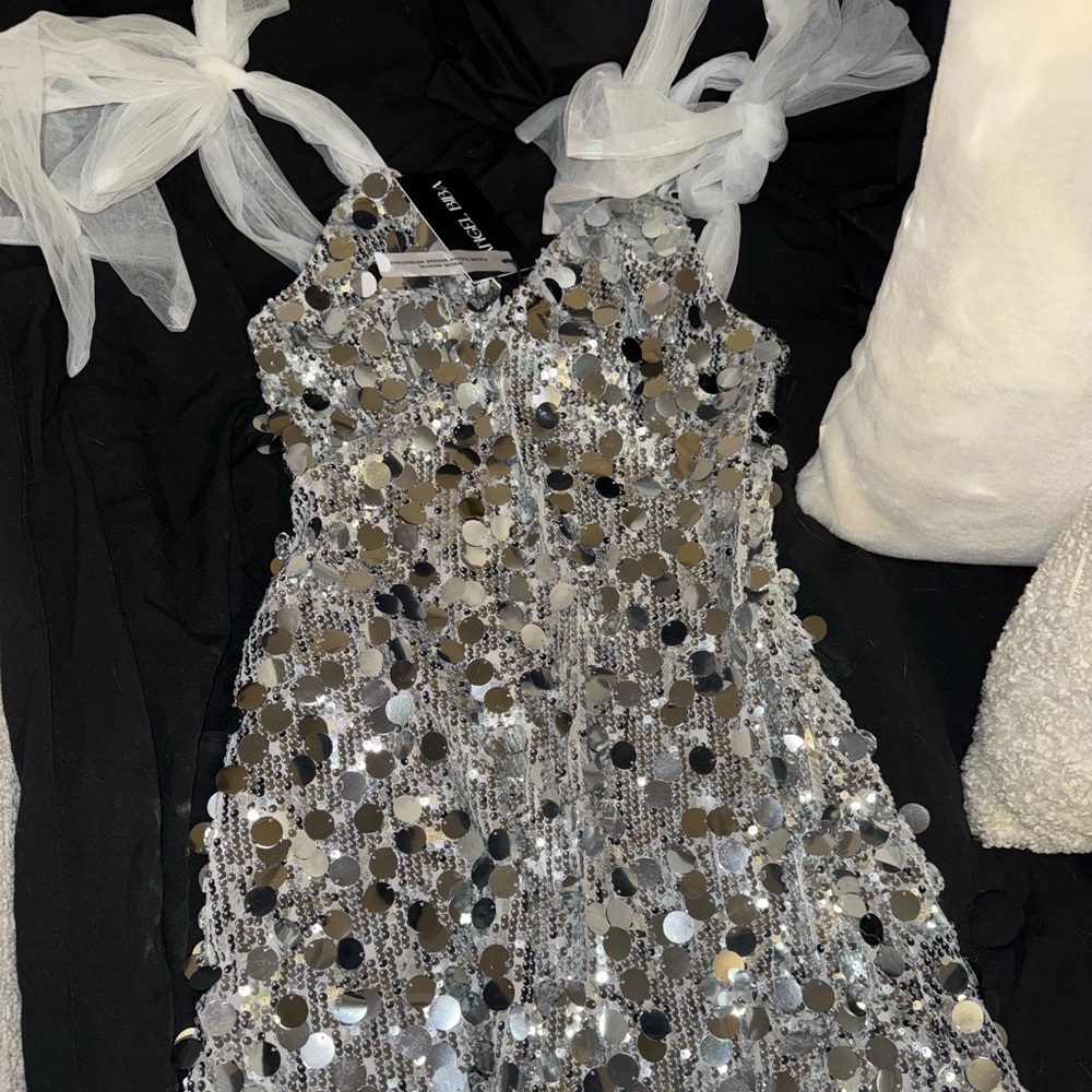 Hello Molly Silver Sequin Mini Dress